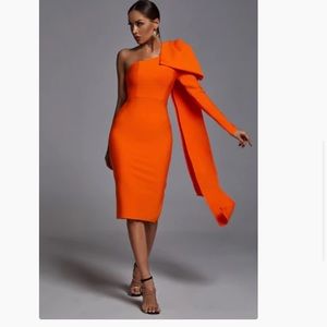 NEW Abbey Orange one shoulder bandage dress
